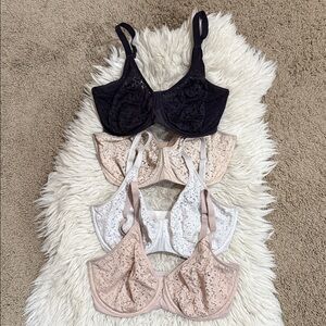 Chantelle Group 13F1 Underwire Unlined Mesh Rose Full Coverage Bra Lot 32 DDDD